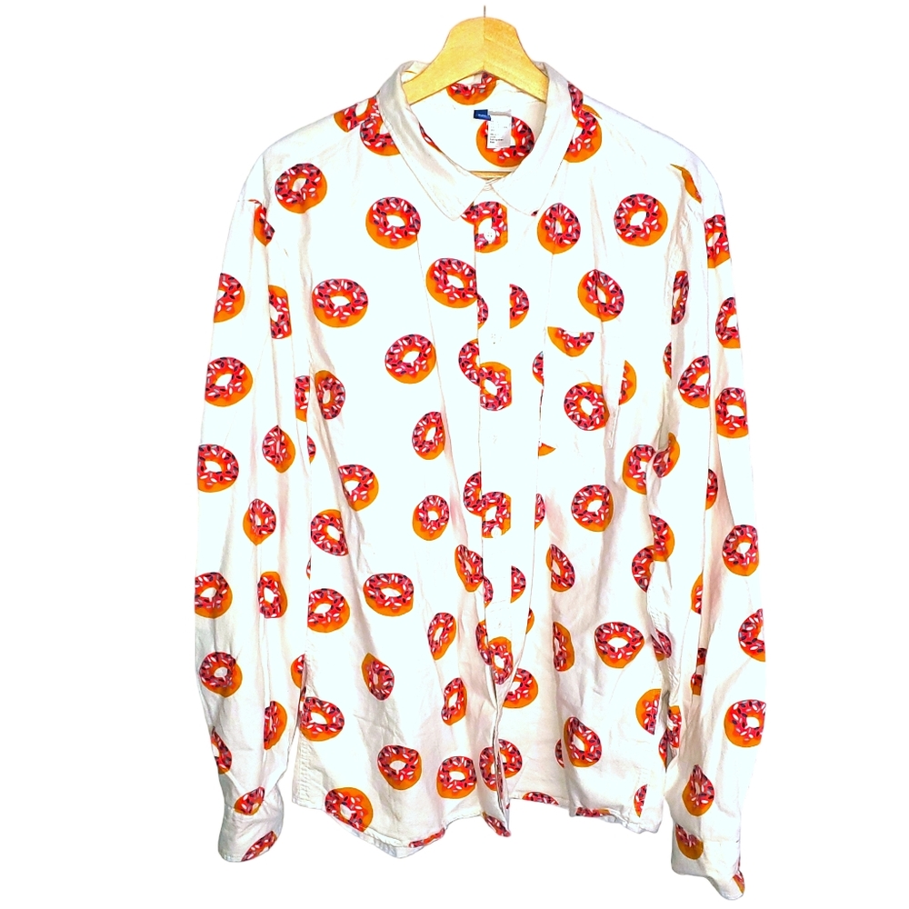 Men's Cut - H&M Divided Blue All Over Donut Print Button Down
